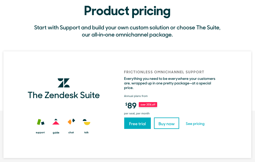 zendesk pricing for guide